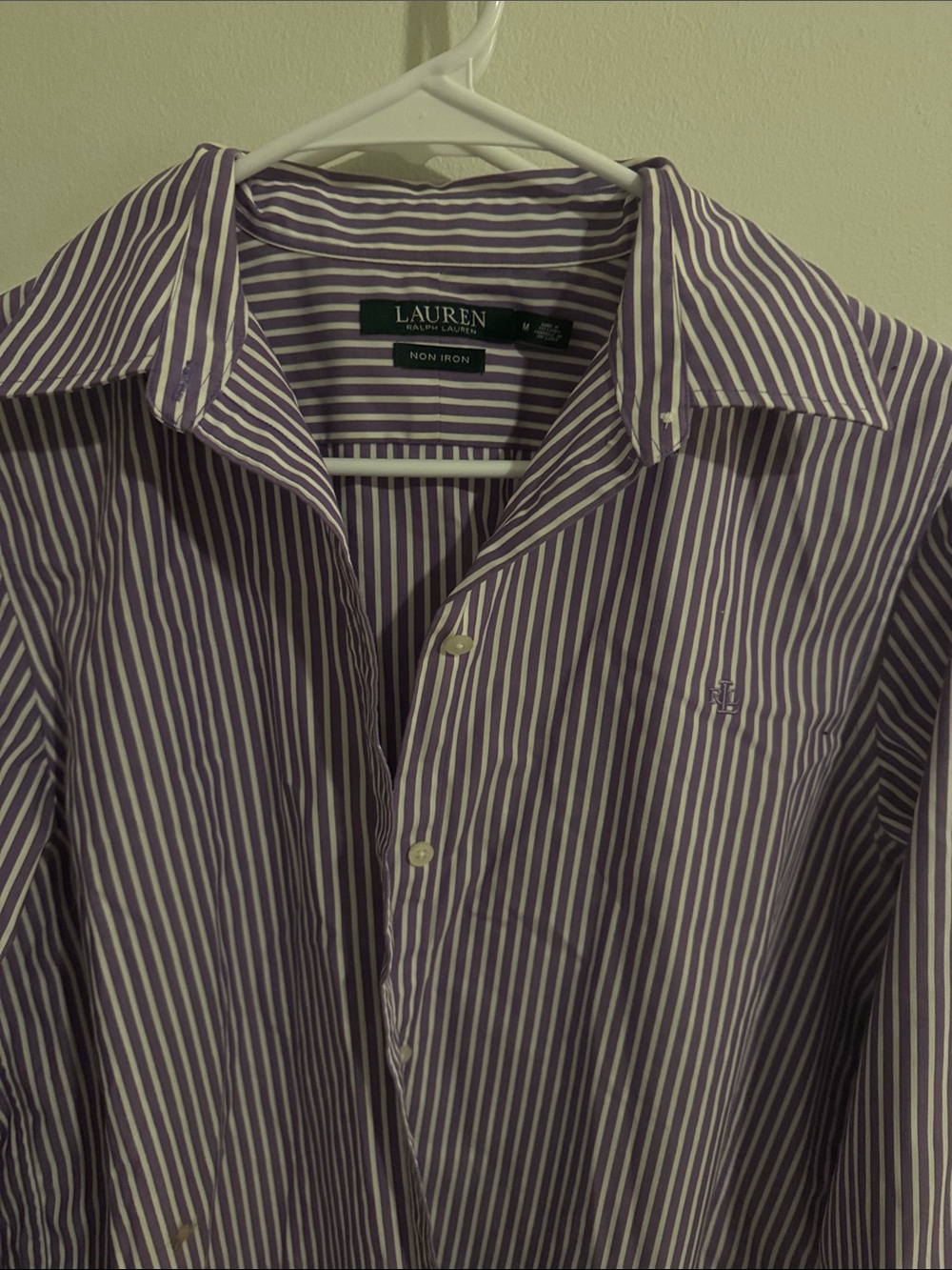 Lauren Ralph Lauren Purple and White Striped Button-Down Shirt
